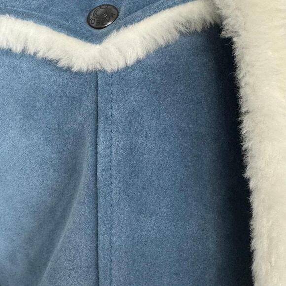 Vintage Blue Suede Penny Lane Jacket Faux Shearling Size Small 90s - Picture 7 of 8